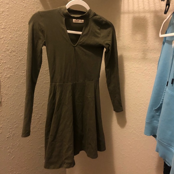 Long Sleeve Army Green Hollister Dress - Picture 1 of 7